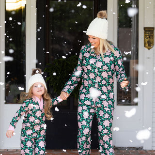 Button Down Pajamas - Poinsettia Holiday Lounge - Sugar Bee Clothing