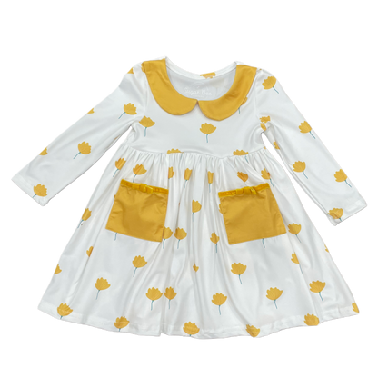 Claire Twirl Dress - Golden Flowers