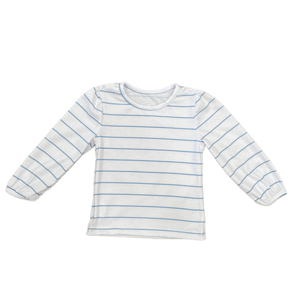 Mini Mae L/S Puff Top - Blue Stripe