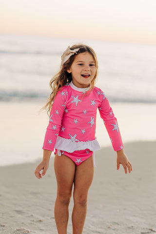 Rashguard Tankini - Pink Starfish - Sugar Bee Clothing