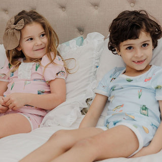 Ruffle Short Sleeve Lounge Set - Girls Fishing - Sugar Bee Clothing