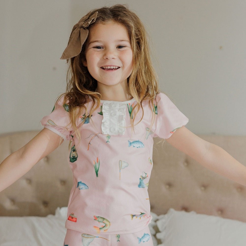 Fishling Ruffle Ruffle Short Sleeve Lounge Set - Girls Fishing – Sugar Bee Clothing
