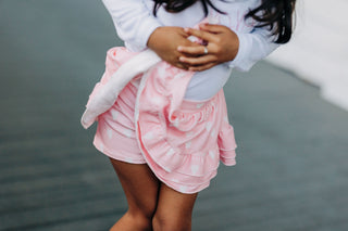 Annie Ruffle Skort - Pink Sketch Hearts - Sugar Bee Clothing