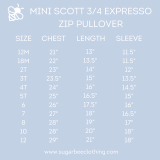 Mini Scott 3/4 Zip Sweater - Espresso - Sugar Bee Clothing