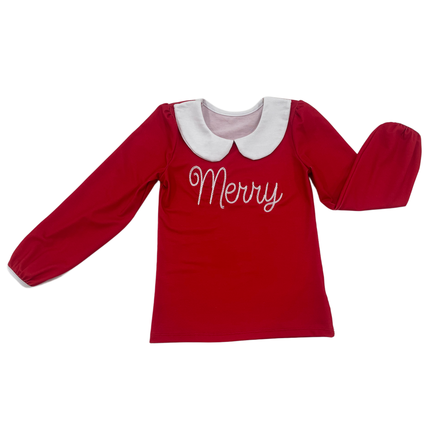 Amelia - Red L/S Peter Pan Merry top