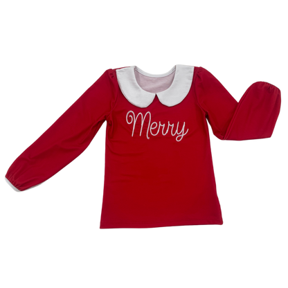 Amelia - Red L/S Peter Pan Merry top