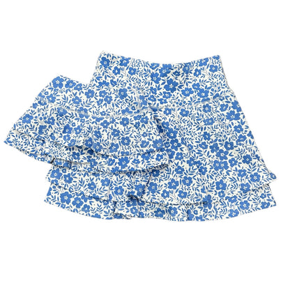 Ruffle Tennis Skirt - French Blue Reverse Ditsy Floral