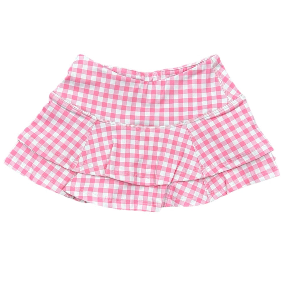 Ruffle Tennis Skirt - Pink Gingham
