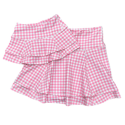 Ruffle Tennis Skirt - Pink Gingham