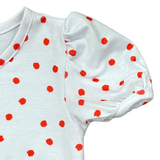 Puff Sleeve Tee - Red Dots - Sugar Bee Clothing