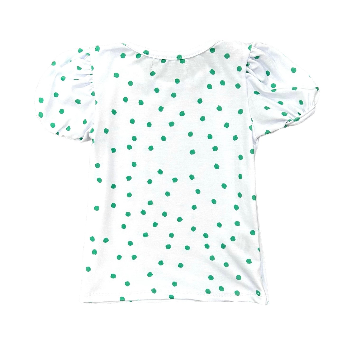 Puff Sleeve Tee - Green Dots
