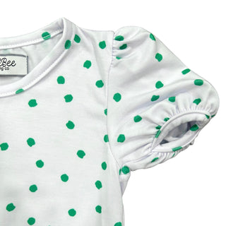 Puff Sleeve Tee - Green Dots - Sugar Bee Clothing