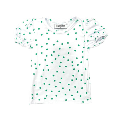 Puff Sleeve Tee - Green Dots