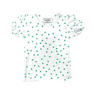Puff Sleeve Tee - Green Dots - Sugar Bee Clothing