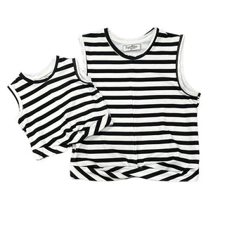 Knit Crop Knot Tank - Black Stripe - Sugar Bee Clothing