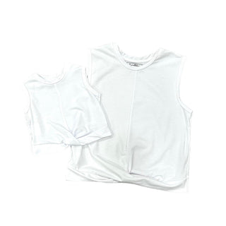 Knit Crop Top Tank - White - Sugar Bee Clothing