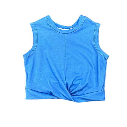 Knit Crop Knot Tank - French Blue