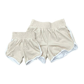 Track Shorts with Pockets - Taupe/Cream - Sugar Bee Clothing