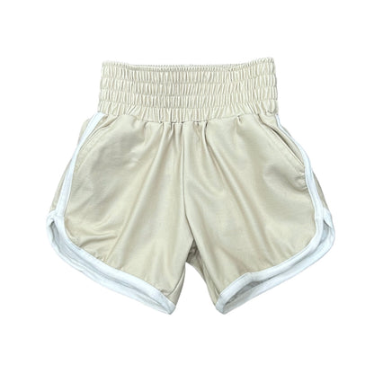 Track Shorts with Pockets - Taupe/Cream