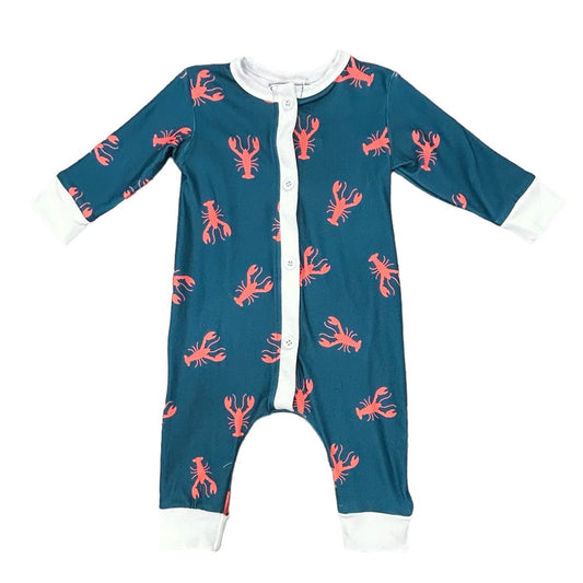 One-Piece Buttflap Pajamas - Navy Crawfish