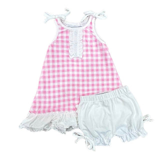 Gown with Bloomers - Pink Gingham - Sugar Bee Clothing