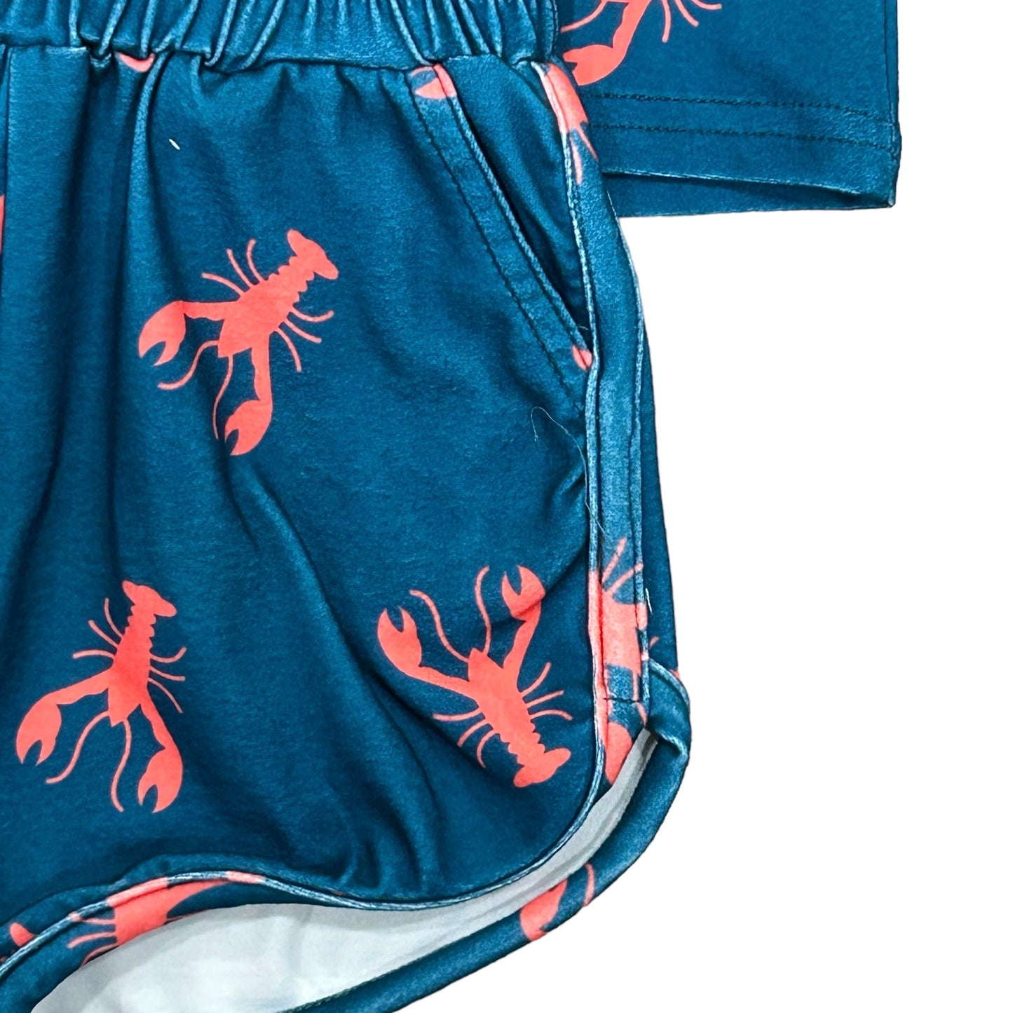 Short Lounge Crop Set - Navy Crawfish