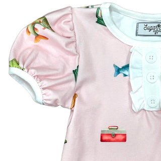 Ruffle Short Sleeve Lounge Set - Girls Fishing - Sugar Bee Clothing