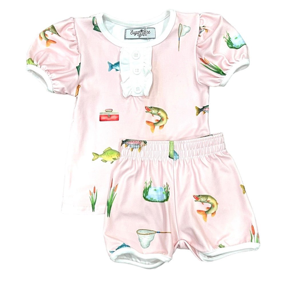 Fishling Ruffle Ruffle Short Sleeve Lounge Set - Girls Fishing – Sugar Bee Clothing