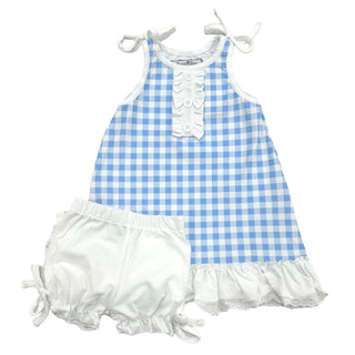 Gown with Bloomers - Blue Gingham - Sugar Bee Clothing
