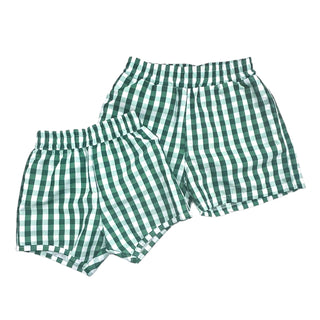 Swim Shorts - Green Gingham - Sugar Bee Clothing