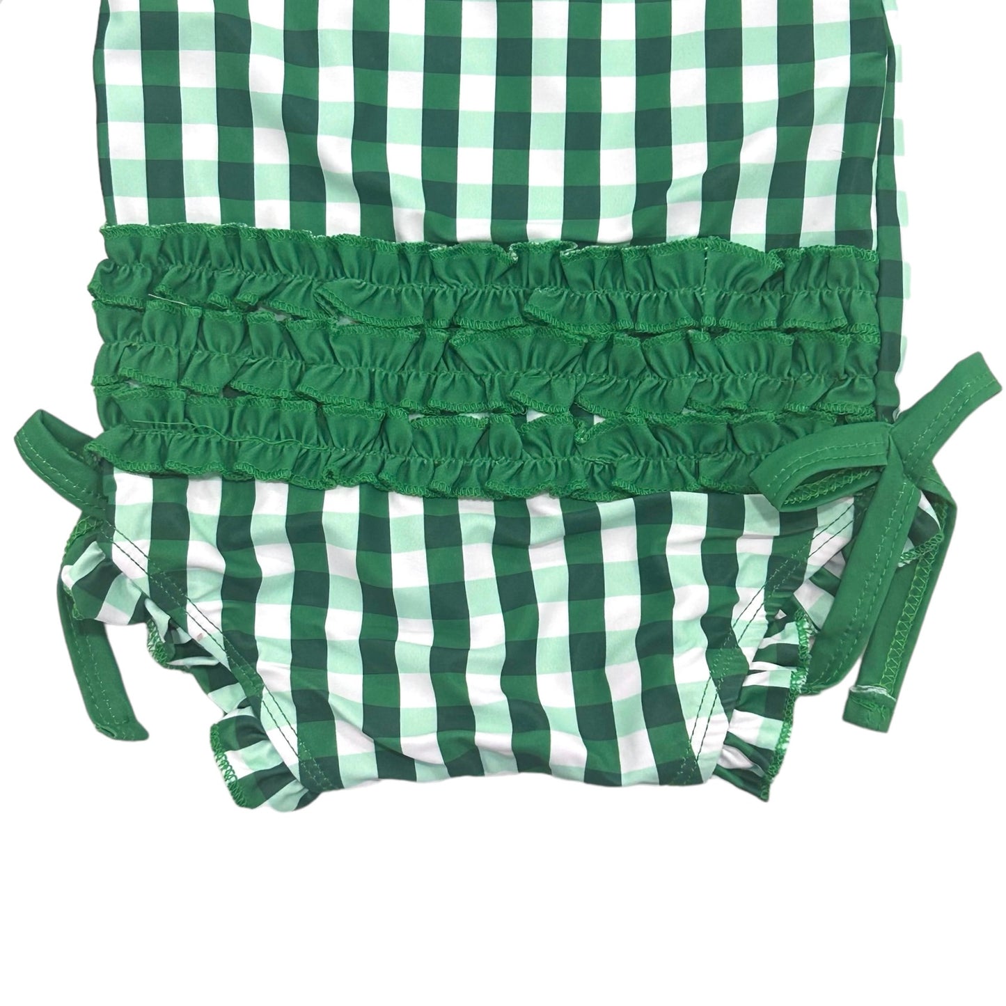 Ruffle Bottom Swimsuit - Green Gingham