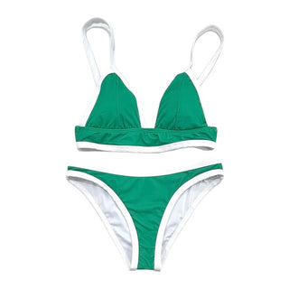 Woman's Bikini - Green Color Block - Sugar Bee Clothing