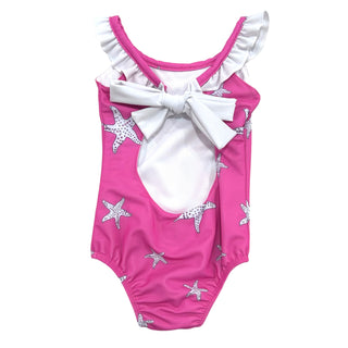 Bowback Swimsuit - Pink Starfish - Sugar Bee Clothing