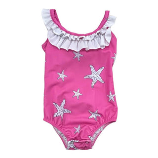 Bowback Swimsuit - Pink Starfish - Sugar Bee Clothing