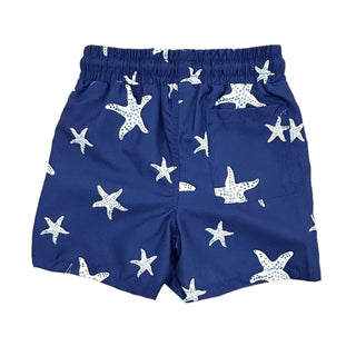 Men's Compression Swim Shorts - Navy Starfish - Sugar Bee Clothing
