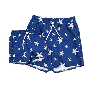 Men's Compression Swim Shorts - Navy Starfish - Sugar Bee Clothing