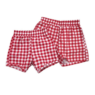 Swim Shorts - Red Gingham - Sugar Bee Clothing