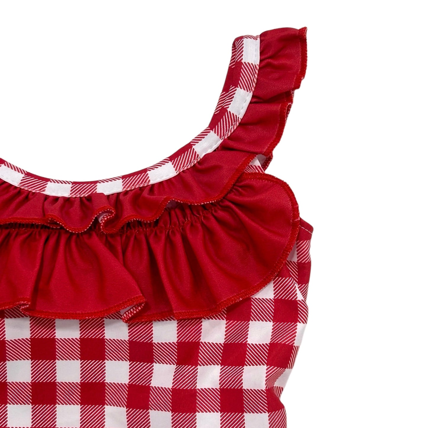 Bow Back Swimsuit - Red Gingham
