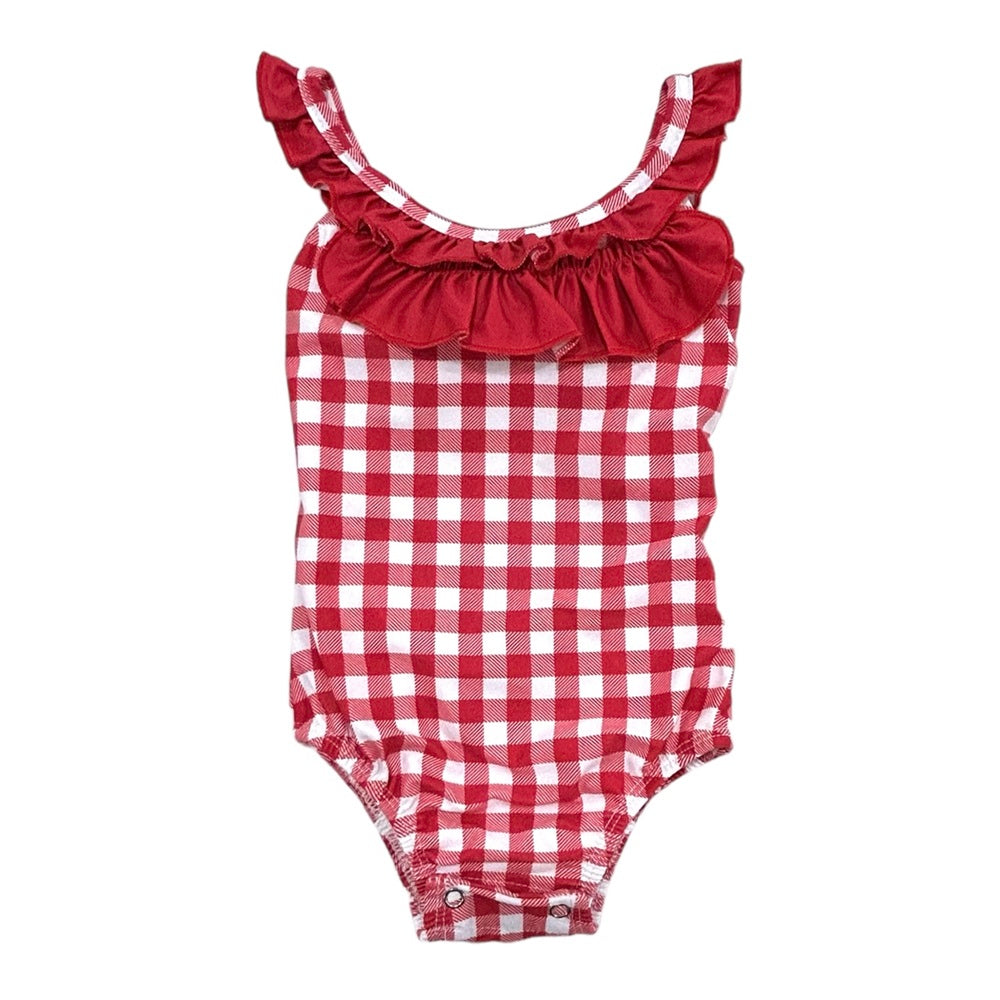 Bow Back Swimsuit - Red Gingham