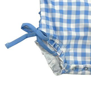 Ruffle Bottom Swimsuit - Blue Gingham - Sugar Bee Clothing