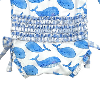 Ruffle Bottom Swimsuit - Whales - Sugar Bee Clothing