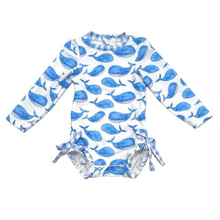 Ruffle Bottom Swimsuit - Whales - Sugar Bee Clothing