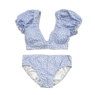 Retro Cap Sleeve Bikini - Blue Dots - Sugar Bee Clothing