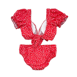 Retro Cap Sleeve Bikini - Red Dots - Sugar Bee Clothing