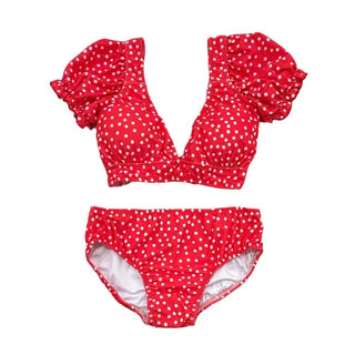 Retro Cap Sleeve Bikini - Red Dots - Sugar Bee Clothing