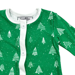 Buttflap Pajamas - White Trees On Green Holiday Lounge - Sugar Bee Clothing