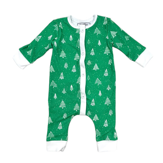 Buttflap Pajamas - White Trees On Green Holiday Lounge