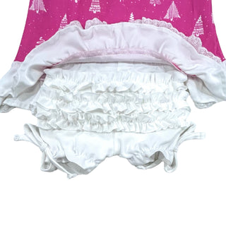 Gown with Bloomers - White Trees on Magenta Holiday Lounge - Sugar Bee Clothing