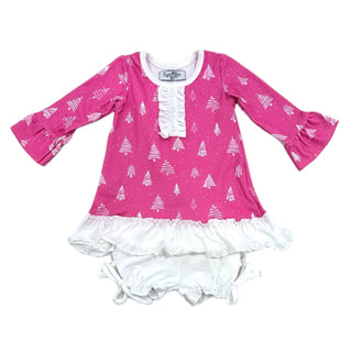 Gown with Bloomers - White Trees on Magenta Holiday Lounge - Sugar Bee Clothing