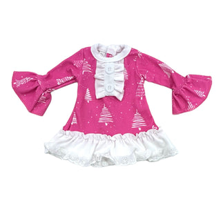 Gown with Bloomers - White Trees on Magenta Holiday Lounge - Sugar Bee Clothing